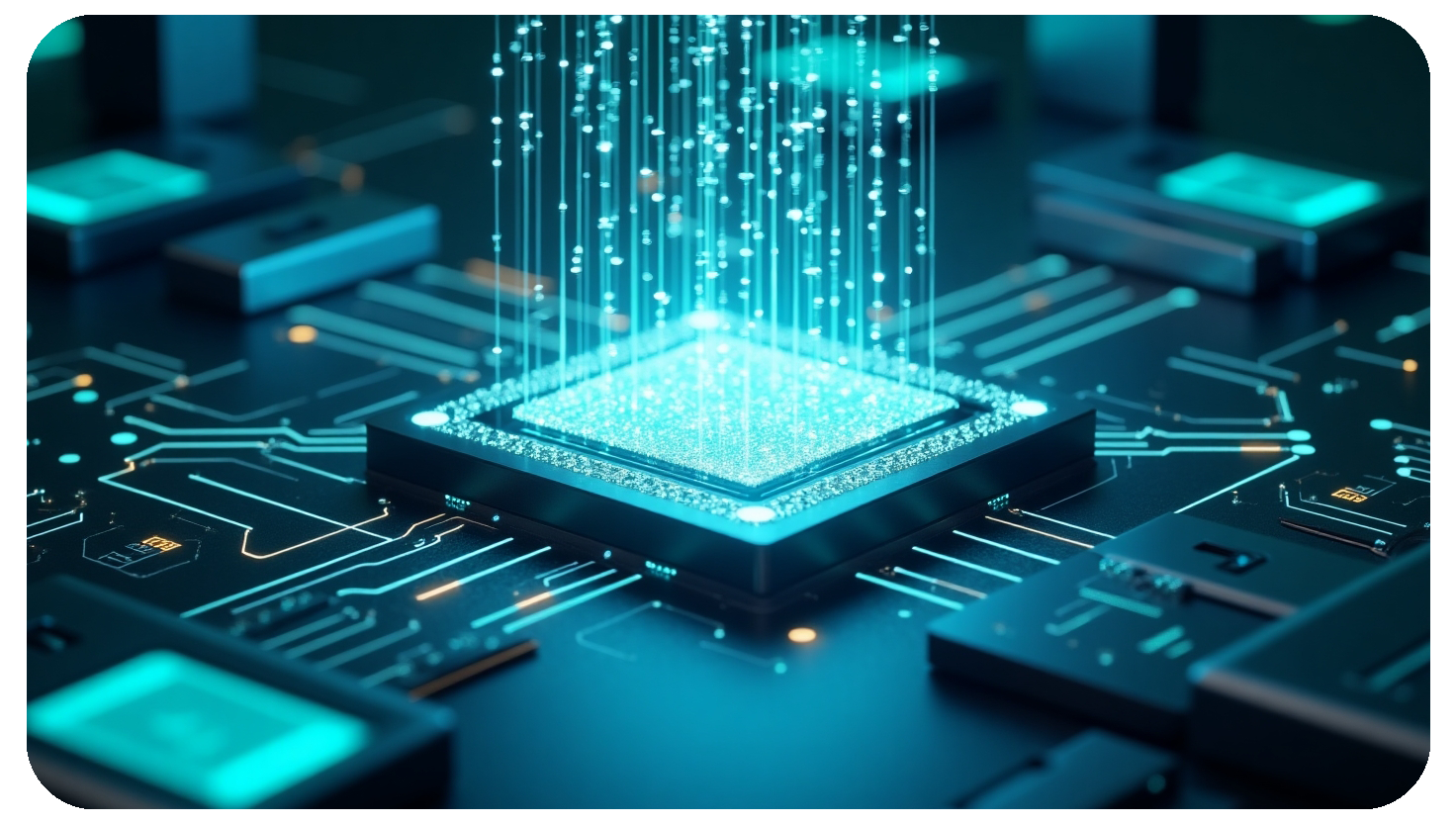 AI vs. Human Intuition: Who Makes Better Decisions? 1 A visualization of AI processing millions of data points, forming patterns and predicting outcomes in a futuristic control center.