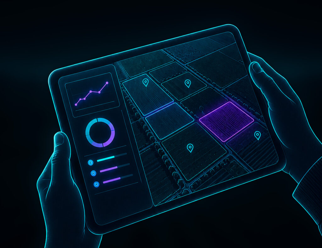AI in agriculture dashboard helping modern farms monitor crops and make smarter decisions.